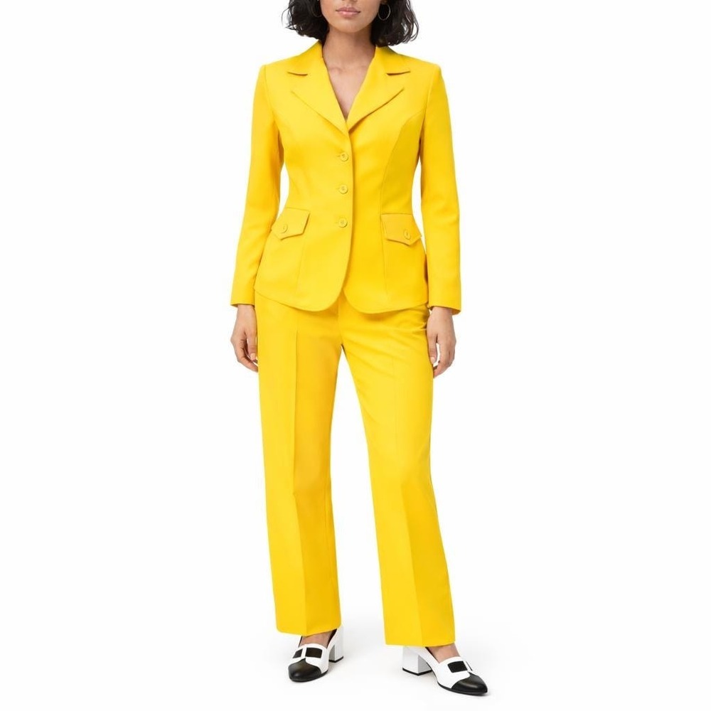 70s Vintage Yellow Womens Pant Suit Size XS S 2 High Waist Mod Statement Disco